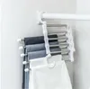 Hangers 5 in 1 Multi-functional Trouser Storage Rack Adjustable Pants Tie Shelf Closet Organizer Stainless Steel RRD8180