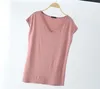 T-shirt d'été Femmes T-shirts occasionnels à manches courtes Modèle de couleur unie Tops Vêtements coréens Camiseta Mujer 210421