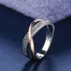 Bague croisée deux tons en forme de X pour femmes, bijoux de mariage tendance, pierre CZ éblouissante, grands anneaux modernes, nouvelle collection