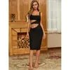 Women Sexy Sleeveless Black Bodycon Bandage Dress Charming Knee Length Summer Chic Evening Celebrity Party Vestido 210527