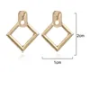 Fashion Dangle Drop Korean Earrings For Women Square Irregular Gold Earring Wedding