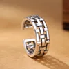 Retro Hollow Open Adjustable Rings Ancient Silver Knit Weave Cross Ring Band Finger Women Men Fashion Jewelry Will and Sandy