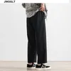 Été coréen mode hommes pantalons streetwear hipster noir gris bouton mouche droite longueur cheville harajuku janpan pantalon 210528