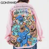 Hip Hop Camisetas Streetwear Graffiti Dos Desenhos Animados Animal Do Cão Urso Elefante Tshirts Harajuku Casual Algodão Manga Longa Tops 210602