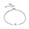 Link Chain Sideways Cross Bracelet For Girls Adjustable Stainless Steel Women Birthday Gift Trum22