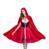 Casual Dresses European And American Halloween Little Red Riding Hood Costume Adult Cosplay Dress Party Wear Shawl