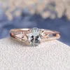 Fedi nuziali in oro rosa a forma di cristallo di moda Elegante anello di fidanzamento ovale femminile per gioielli da regalo di Natale da sposa
