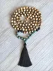 Pendentif Colliers 108 Collier de perles Mala Turquoises africaines Onyx noué à la main Prière pour hommes Yoga Méditation274K