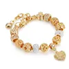 Bt vente réglable plaqué or chaîne perles autrichiennes Bracelets fleur coeur bracelet à breloques pour cadeaux