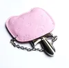 Miroir de maquillage de sublimation avec étui en cuir Faveur métal Portable poche en forme de coeur petits miroirs cadeau Saint Valentin pour petite amie