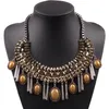 Design Jewelry Fashion Alloy Metal Crystal Necklace Rhinestone Stone Pendant Chunky Statement For Women Necklaces