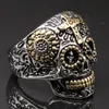 Cluster Rings Gothic Mens Golden Stainless Steel Hip Hop Biker Jewelry Friends Gifts For Men Ring Male Big Size 15 16 17