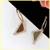 Женские алмазные серьги дизайнерские серьги -треугольные серьги мода женская ювелирная украшения роскошные золотые серьги буквы