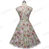 Nice-Forever 1950's Retro Floral With Mesh Ball Town Party Plooited Flared Women Swing Dress Btya003 210419