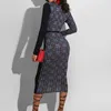 格子縞のパッチワークボディコンドレス女性のファッションの服のエレガントなパッチワーク赤いグリッドディープVネック長袖シースドレス210521