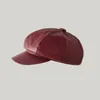 Winter Autumn 8 Panels Newsboy Hats Caps for Women, PU Leather Plain Cabbie Painter Hat Beret Cap TX0136