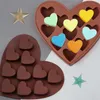 En gros 10 cavités bricolage coeur forme savon moule Silicone chocolat bonbons moule savon faisant des fournitures pour gâteau décoration outil