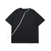 IEFB Summer simple Design Black Tee Tops Rope Decoration Ice Silk Short Sleeve Streetwear Oversized T-shirt 9Y7013 210524