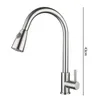 Stainless Steel Kitchen Faucets Single Handle Pull Out Water Tap Single Hole Handle Swivel 360 Degree Water Mixer Tap 210719