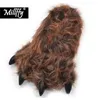 Millffy Drôle Pantoufles Grizzly Ours En Peluche Animal Griffe Patte Pantoufles Tout-Petits Costume Chaussures 201125