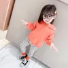 Baby flicka kläder randiga flickor kläder hoodies leggings flicka set casual stil barns träning 210412
