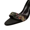 Kadınlar Retro Rhinestone Çiçek Bez Sandalet Yeni Yaz Kadın Yüksek Topuk Ayakkabı Toka Açık Burun Lady Gümüş Parti Elbise Seksi Pompalar Y0721