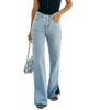 Summer Street Light Colored Jeans Jeans Slits sueltos Lavado Color Sólido Simple Versátil Cómodo Pantalones de mujer WS16 210708