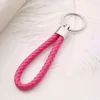 Store benefits Mix color PU Leather Braided Woven Keychain Rope Rings Fit DIY Circle Pendant Key Chains Holder Car Keyrings Jewelr241j