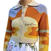 Chic Lady court tricoté pull veste automne mode Style français soleil imprimer simple boutonnage lâche Cardigans femme LR1321 210531