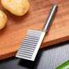 Patatine fritte a onde di patate in acciaio inossidabile Taglio di patatine fritte Coltello ondulato Utensile da cucina per verdure e frutta