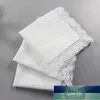 Saf Beyaz Hankerchiefs ile Dantel Düz DIY Baskı Çizmek Helikes Pamuk Mendiller Cep Kare 23 * 25 cm Fabrika Fiyat Uzman Tasarım Kalitesi Son Tarzı Orijinal