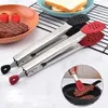 Pinces en silicone outil de cuisson pince à nourriture en acier inoxydable résistant à la chaleur pour les ustensiles de cuisine de cuisson au barbecue