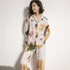 Coton à manches longues pantalons longs femmes pyjamas ensemble pour le printemps et l'été automne confortable cardigan hauts dames pyjamas en coton 210928