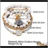 Kościa, dostawa z kroplami 2021 Modna biżuteria bransoletki Zestaw 4PC/zestaw białych pasmów z koralików złote serce Aessory Bransel