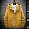 Mannen Bomberjack Lente Casual Losse Windjack Sport Running Rits Solid Hooded Jas Hip Hop Streetwear Bovenkleding M-4XL X0710