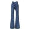 hoge taille denim broek flare botton gestreepte ritsen slanke lente en herfst vrouwelijke jeans mode wo52005L 210421