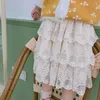 韓国風ファッションガールズレースプリンセススカート赤ちゃんキュートフローラル刺繍階層スカートティアード210508