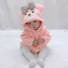 Niemowlę Baby Costume Romper Winter Born Onesie Odzież Ropa Bebe Soft Green Cat Bear Cute Flanel Toddler Outfit 0-3y 210816