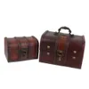 2Pcs Set Wooden Pirate Jewellery Storage Box Case Holder Vintage Treasure Chest