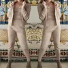 chaîne gilet tricoté vestes décontractées + pantalon élastique automne doux tempérament trois pièces mode costume pour femme