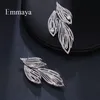 Emmaya Elegant Leaf Shaped Cubic Zirconia Crystal Bridal Long Earrings Luxury Wedding Jewelry for Brides Party Gift 220211