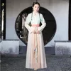 Chinese traditional hanfu festival party dress floral embroidered clothing elegant folk dance costume princess stage wear