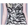 ins Fashion office lady Runway Summer Autumn tank Dresses Women's Sleeveless Tiger print Elegant Midi Vintage A-Line Dress 210520