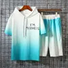 Pulloverd 3D Digital Print Color Matching Set da uomo Estate Casual manica corta T-shirt e pantaloncini Due pezzi Tute da allenamento Tute