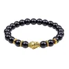 Buddha Head Stretch Bangle Bracelet Handmade Black Agate Stone Beads Bracelet for Women Men