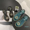 Designer- Donne sandali piatti glitter scivoli scorrevoli infradito strass nero verde retro sandels