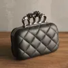 Schedelring Vrouw Avondtasje Vintage Geruite Clutch Dames Messenger Bags Mini Zwarte Luxe Feestkoppelingen Purse326Z