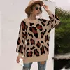 Vinter Höst Pullovers Kvinnor Kall Leopard Print Hoodie med ärmar Stickad tröja Kvinnor Utskrift 210508