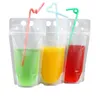 500ml 700ml Empty Clear Drink Pouches Bags Zipper Stand-up Disposable Plastic Drinking Bag with Straw with Holder