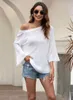 Foridol sexy bowknot backless oversized autumn winter sweater pullovers female flare sleeve white knitted jumper streetwear 210415